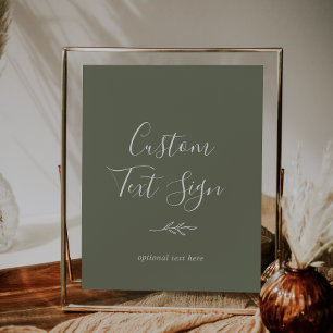 Mindestleaf   Dark Green Custom Text Sign Poster