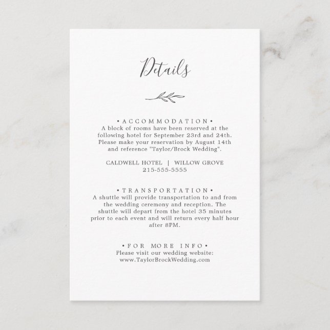 Mindestleaf | Dunkelgraue Detailverpackungskarte Begleitkarte (Vorderseite)