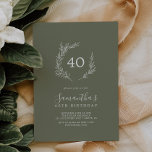 Mindestleaf | Dunkelgrün 40. Geburtstag Einladung<br><div class="desc">Diese minimale Blatt dunkelgrün 40. Geburtstagseinladung ist perfekt für eine boho Geburtstagsfeier. Die Silhouette ist schlicht,  grün,  grün,  mit minimalistischem böhmischen Stil.</div>