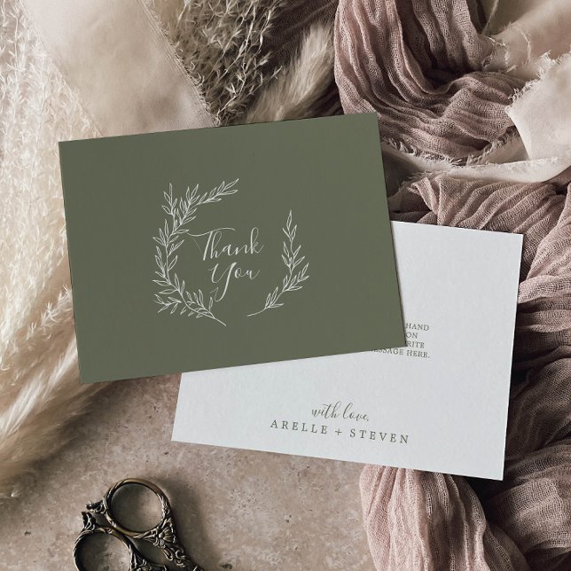 Mindestleaf | Dunkelgrüne Flat Dankeskarte (Von Creator hochgeladen)