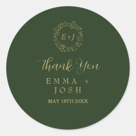 Mindestleaf | Dunkelgrüne Monografie Runder Aufkleber