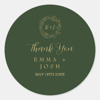 Mindestleaf | Dunkelgrüne Monografie Runder Aufkleber