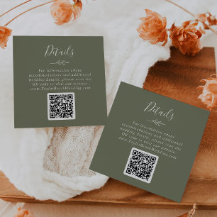 Mindestleaf Dunkelgrüner QR Code Hochzeitdetails Begleitkarte