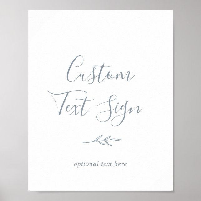 Mindestleaf | Dusty Blue Custom Text Sign Poster (Vorne)