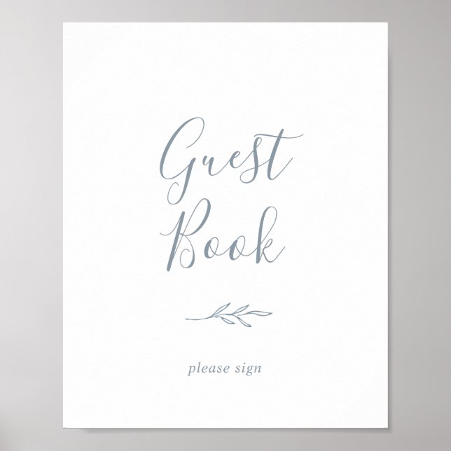 Mindestleaf | Dusty Blue Guest Book Sign Poster (Vorne)