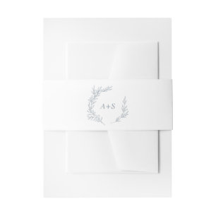Mindestleaf   Dusty Blue Monogram Wedding Einladungsbanderole