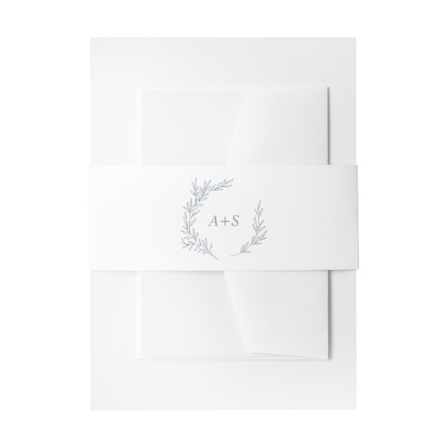 Mindestleaf | Dusty Blue Monogram Wedding Einladungsbanderole (Vorderseite Beispiel)