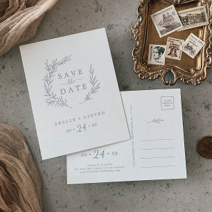 Mindestleaf   Dusty Blue Save the Date Einladungspostkarte