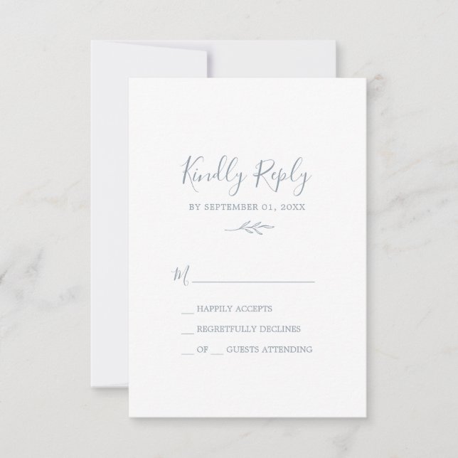Mindestleaf | Dusty Blue Simple RSVP Card (Vorderseite)