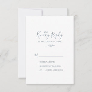 Mindestleaf Dusty Blue Simple RSVP Card Karte