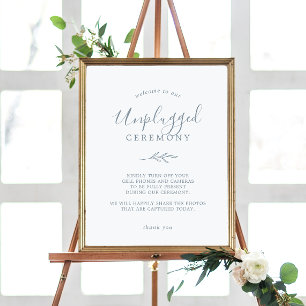 Mindestleaf   Dusty Blue Unplugony Zeremony Sign Poster