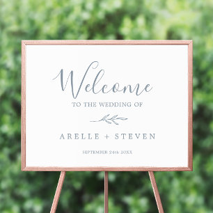 Mindestleaf   Dusty Blue Wedding Welcome Poster