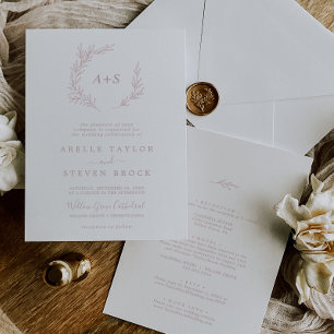 Mindestleaf Dusty Rose in einer Hochzeit Einladung