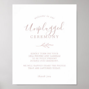 Mindestleaf   Dusty Rose Unplugged Zeremony Sign Poster