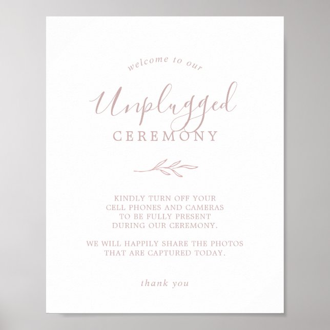 Mindestleaf | Dusty Rose Unplugged Zeremony Sign Poster (Vorne)