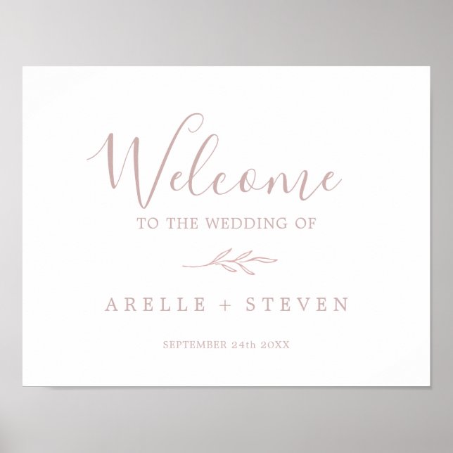 Mindestleaf | Dusty Rose Wedding Welcome Poster (Vorne)