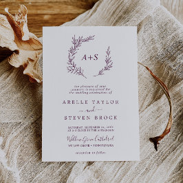 Mindestleaf | Eggplant Formal Monogram Wedding Einladung