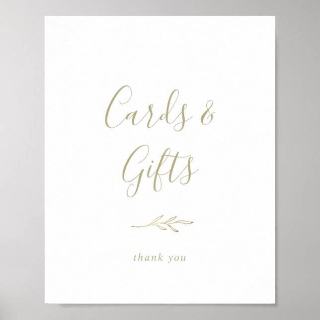 Mindestleaf | Gold Cards and Gifts Sign Poster (Vorne)