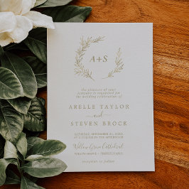 Mindestleaf | Gold Formal Monogram Wedding Einladung
