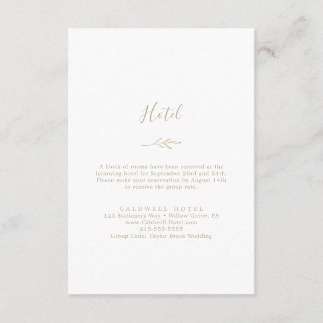 Mindestleaf | Gold Hotel Enclosure Card Begleitkarte (Vorderseite)