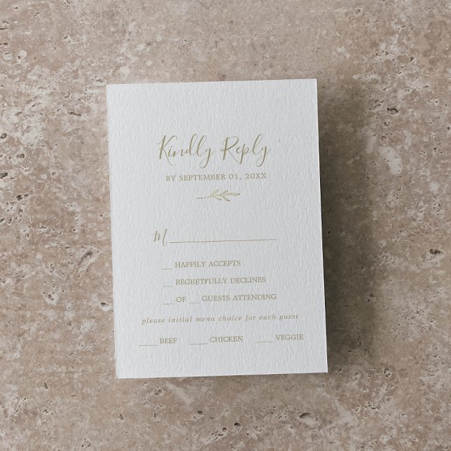Mindestleaf | Gold Menu Choice RSVP Card (Von Creator hochgeladen)
