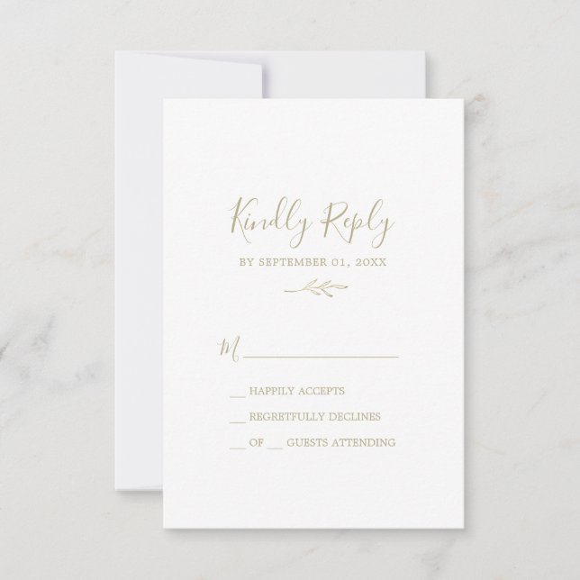 Mindestleaf | Gold Simple RSVP Card Karte (Vorderseite)