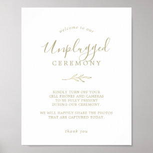 Mindestleaf Gold Unplugged Zeremony Sign Poster
