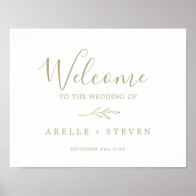 Mindestleaf | Gold Wedding Welcome Poster (Vorne)