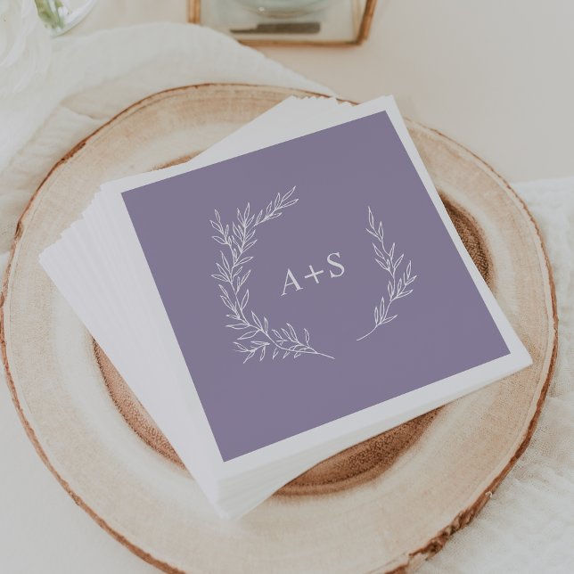 Mindestleaf | Lavender Monogram Wedding Napkins Serviette (Von Creator hochgeladen)