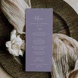 Mindestleaf | Lavender Wedding Dinner Menu Menükarte<br><div class="desc">Diese minimale Lavabend-Dinner-Karte ist perfekt für eine Hochzeit. Die Silhouette ist schlicht und besteht aus grünen Blättern in pastellfarbenen Lilien,  lila mit minimalistischem böhmischen Gartenstil. Diese Speisekarte kann für Hochzeitsfeiern,  Proben oder jede Veranstaltung verwendet werden.</div>