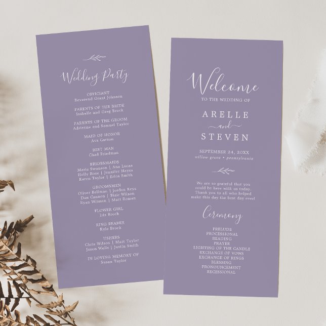 Mindestleaf | Lavender Wedding Program Programm (Von Creator hochgeladen)