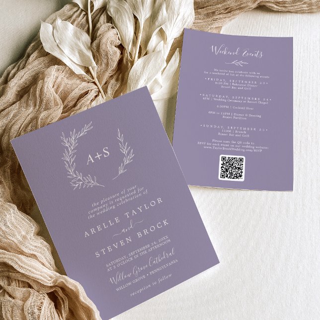 Mindestleaf | Lavender Weekend Events Wedding Einladung (Von Creator hochgeladen)