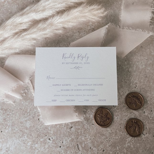 Mindestleaf | Lila RSVP-Karte für Dusty RSVP Karte (Von Creator hochgeladen)