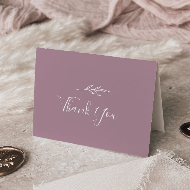 Mindestleaf | Mauve Wedding Dankeschön Karte (Von Creator hochgeladen)