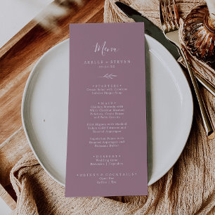 Mindestleaf   Mauve Wedding Dinner Menu Menükarte