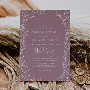 Mindestleaf Mauve Wedding Einladung
