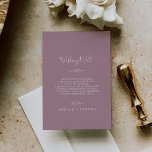 Mindestleaf | Mauve Wedding will gut Begleitkarte<br><div class="desc">Diese minimale Blatt-Lilve Hochzeit wünschen gut Gehäuse Karte ist perfekt für eine boho Hochzeit. Die Silhouette ist schlicht und besteht aus einem grünen Blatt in einem romantischen,  lila rosa Farbton mit minimalistischem böhmischen Gartenstil. Personalisieren Sie diese Einladungskarte mit Ihren Namen und ein kurzes Gedicht,  das Sie sich wünschen.</div>