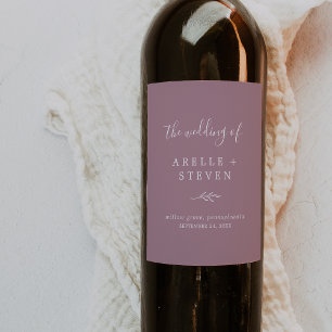Mindestleaf Mauve Wedding Wine Label Weinetikett