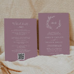 Mindestleaf | Mauve Weekend Veranstaltungen Hochze Einladung<br><div class="desc">Diese minimale Blatt-Lilve-Wochenende-Veranstaltung Hochzeitseinladung ist perfekt für eine boho Hochzeit. Die Silhouette ist schlicht und besteht aus einem grünen Blatt in einem romantischen, lila rosa Farbton mit minimalistischem böhmischen Gartenstil. Rett Papier, indem du den Wochenendplan der Veranstaltungen auf der Rückseite der Hochzeitseinladung einfügst, anstatt auf einer separaten Eintrittskarte. Fügen Sie...</div>
