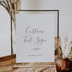 Mindestleaf   Olive Green Custom Text Sign Poster