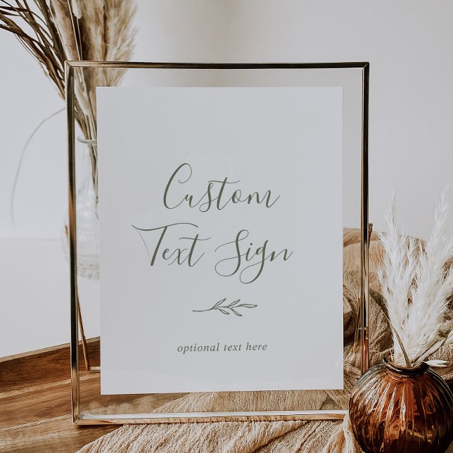 Mindestleaf | Olive Green Custom Text Sign Poster (Von Creator hochgeladen)