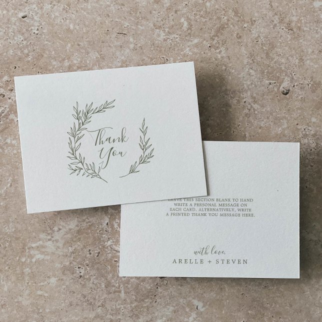 Mindestleaf | Olive Green Flat Dankeschön Karte (Von Creator hochgeladen)