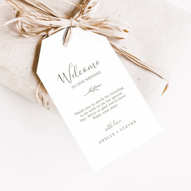Mindestleaf | Olive Green Wedding Welcome Geschenkanhänger (Von Creator hochgeladen)
