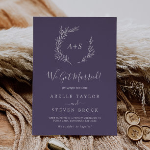 Mindestleaf   Plum Lila Elopement Ankündigung