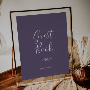 Mindestleaf Plum Lila Guest Book Poster