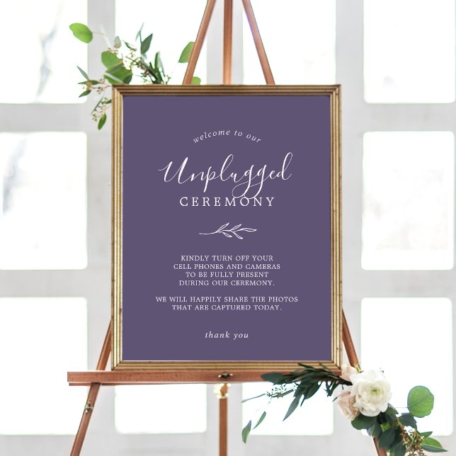 Mindestleaf | Plum Lila Unplugony Zeremony Sign Poster (Von Creator hochgeladen)