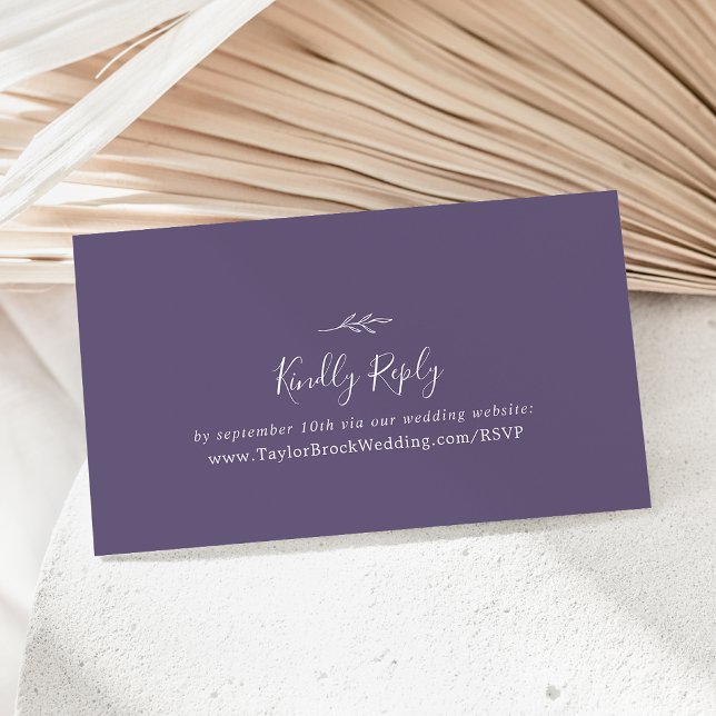 Mindestleaf | Plum Lila Wedding Website UAWG Begleitkarte (Von Creator hochgeladen)