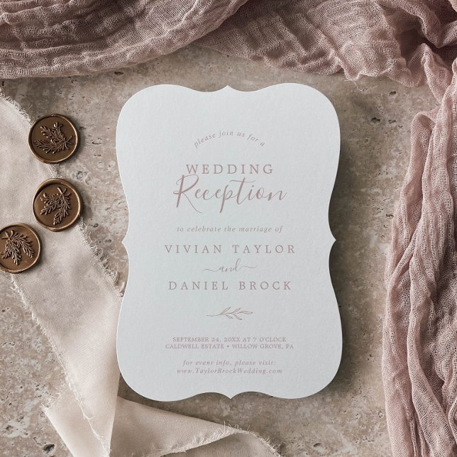 Mindestleaf | Rosa Hochzeitsempfang Einladung (Von Creator hochgeladen)