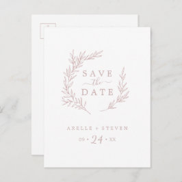 Mindestleaf | Rosa Save the Date Einladungspostkarte
