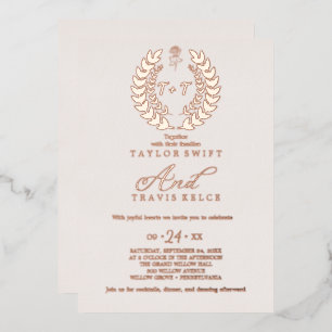 Mindestleaf   Rose Gold Foil Monogram Wedding Folieneinladung